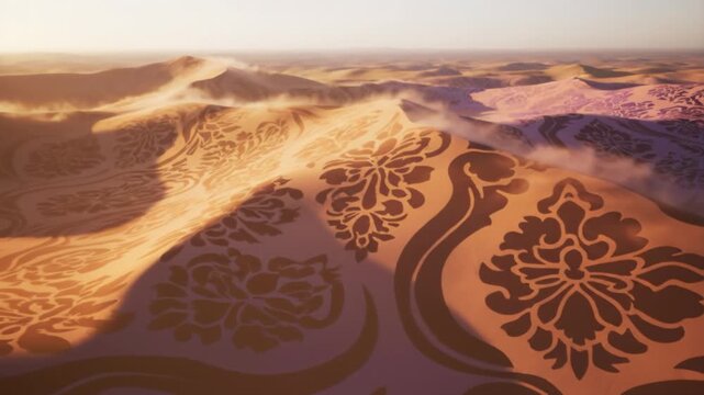 Desert Dunes Reveal Damask Pattern in Dreamlike Landscape