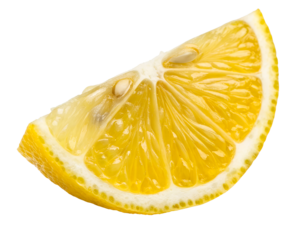 Fresh yellow lemon slice with seeds visible