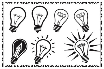 Fototapeta premium Lightbulb vector illustration set idea concept design graphic resource innovation creativity inspiration art silhouette