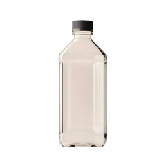 Clear Plastic Rectangular Bottle on Light Beige Background for Product Display