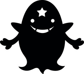 Cartoon Ghost with Star-Shaped Eyes, Cute Halloween Vector Design