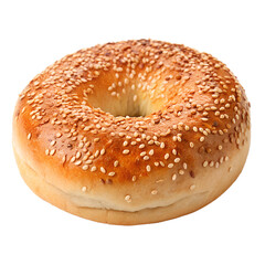 Delicious bagel isolated on transparent background, a ringshaped bread roll, topped with sesame seeds, perfect for breakfast or a snack, with a golden brown crust