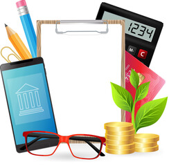 Accounting profession concept. Vector illustration for economic consulting and financial analysis.