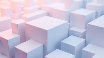 Obraz premium Abstract White Cubic Blocks Arrangement Soft Pastel Colors