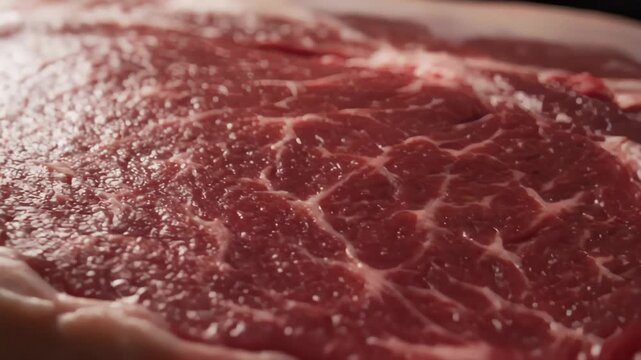 Close Up of Raw Beef Steak, Showing Marbling