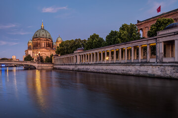 The Berlin imposing Cathedral and parts of the Museum Island at dusk
