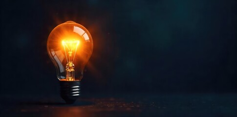 A glowing lightbulb illuminates a dark background, symbolizing inspiration and a brilliant idea Perfect for business, innovation, and creativity concepts , banner, lightbulb
