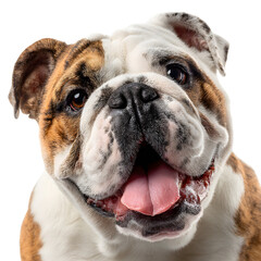 Fototapeta premium Smiling English Bulldog Close-Up: Realistic Pet Photography for Professionals
