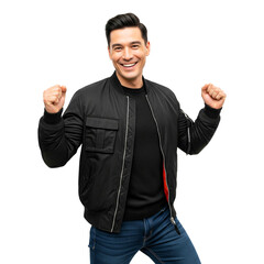 Fototapeta premium happy young man showing thumbs up isolated on white