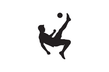 Soccer Player Bicycle Kick Silhouette Footballer Performing Overhead Kick Vector