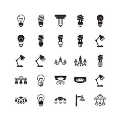 Solid black icons representing light fixtures and bulbs.