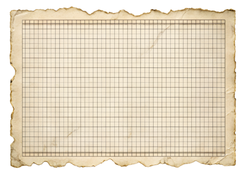 Aged graph paper with torn edges and grid lines