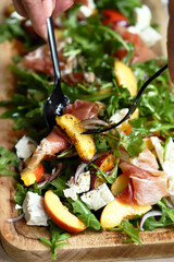 Arugula, Prosciutto, and Peach Salad