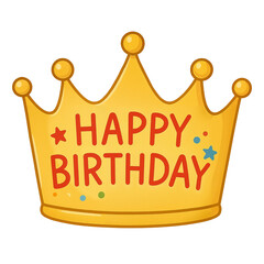 Yellow birthday crown with text "Happy Birthday" in colorful design  