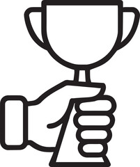Hand Holding Trophy Line Icon