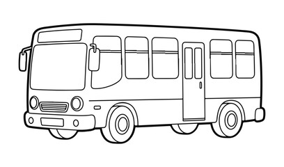 Illustration of a bus isolated on white background, outline