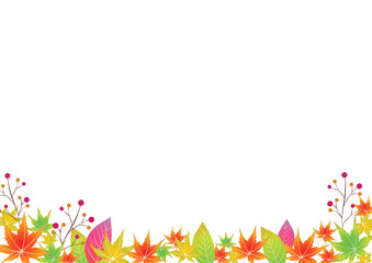 紅葉で飾る秋のフレーム4白い背景