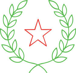 Laurel Wreath Star Line Art