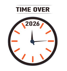 2026 happy new year lgo design with clock shape