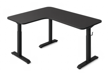 Black L shaped electric standing adjustable desk