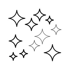 Simple hand drawn star sparkles and shimmering shapes