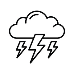Simple line art icon of a thunderstorm with lightning
