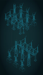 Transformer and divide voltage isometric blueprints