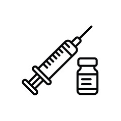 Medical syringe and vial icon for healthcare and vaccination