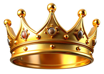 A regal golden crown adorned with precious jewels symbolizing royalty power and authority against a dark background