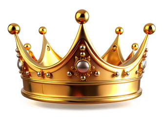 A regal golden crown adorned with pearls and intricate detailing sits majestically against a dark background