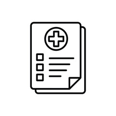 Medical document with cross and checklist icon