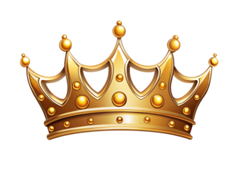 A regal golden crown adorned with luminous pearls sits majestically against a stark black background