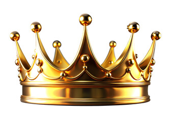 A gleaming golden crown with ornate details sits majestically against a stark black background