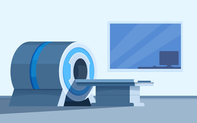 Magnetic resonance therapy room interior, vector illustration