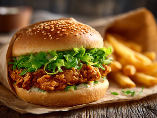 Flat Lay Mixed Fast Food Salads Sandwiches Fries Coffee Cup