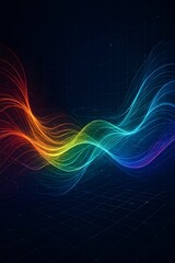 Fototapeta premium Abstract Data Flow Lines Over Digital Grid Background
