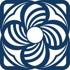 Abstract Blue and White Geometric Swirl Design