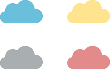 Colorful Cloud Icons on White Background