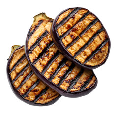 Grilled Eggplant Slices with Distinctive Crosshatch Pattern on Grill Grate