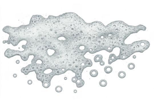 White soap foam and bubbles on transparent background