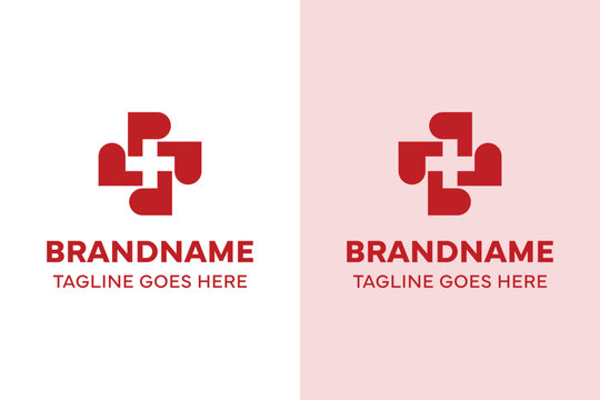 Letters P B D Q PD BQ Medical Cross Logo, care, and professionalism