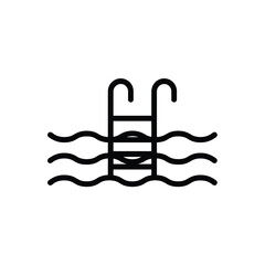 Simple line art icon of a swimming pool ladder emerging from water