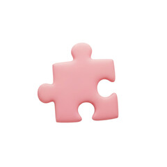 Obraz premium Pink puzzle piece resting against a white background showcasing its unique shape and smooth surface
