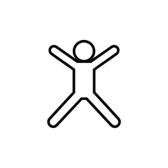 Simple line drawing of a person with arms and legs spread wide