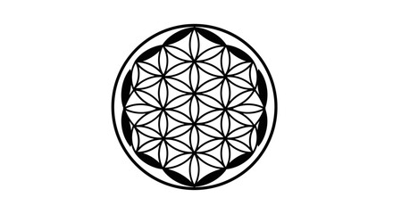 Obraz premium Flower of Life Sacred Geometry Symbol Black and White.