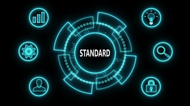 Glowing Neon line STANDARD business and technology concept. Financial suc cess concept on virtual screen. Business, Technology, Internet and networking concept. 4k video
