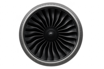 Jet engine fan blades rotating delivering aircraft propulsion