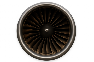 Jet engine turbine fan isolated on transparent background