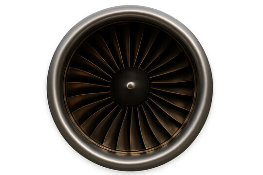 Jet engine turbine fan isolated on transparent background