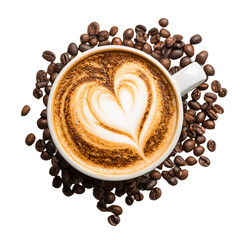 Elegant Latte Art Heart in White Coffee Cup Presenting Coffee Bliss